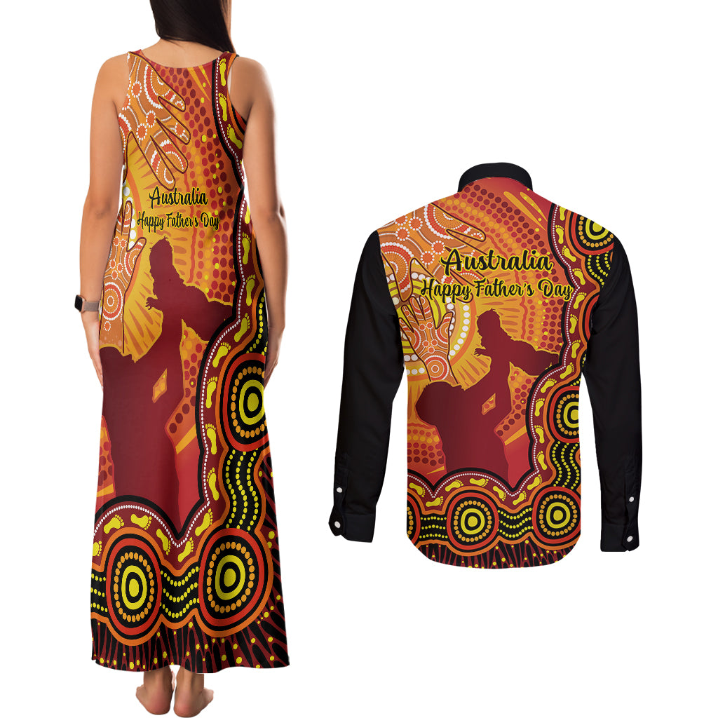 australia-father-day-couples-matching-tank-maxi-dress-and-long-sleeve-button-shirts-aussie-best-dad-ever-indigenous-hand-art