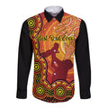 australia-father-day-long-sleeve-button-shirt-aussie-best-dad-ever-indigenous-hand-art