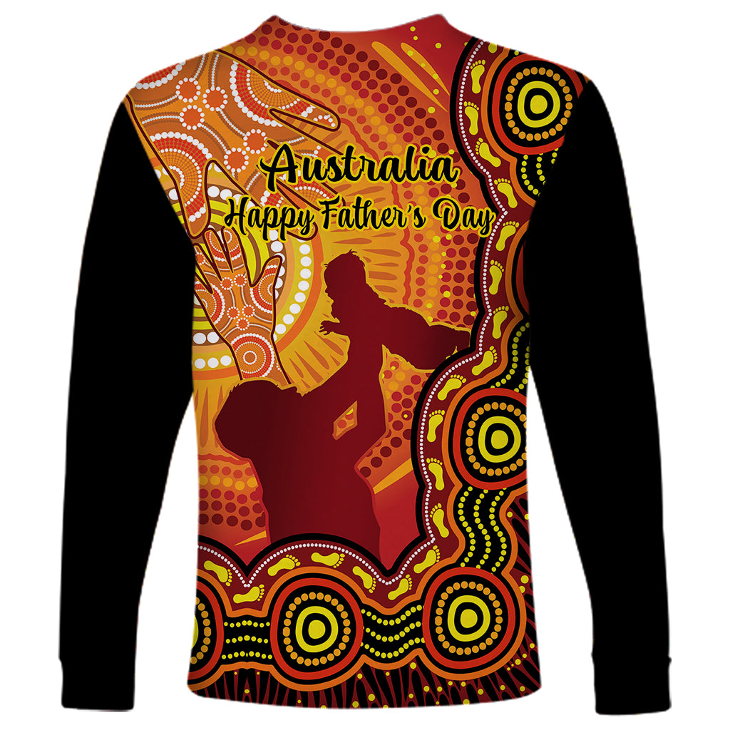 australia-father-day-long-sleeve-shirt-aussie-best-dad-ever-indigenous-hand-art