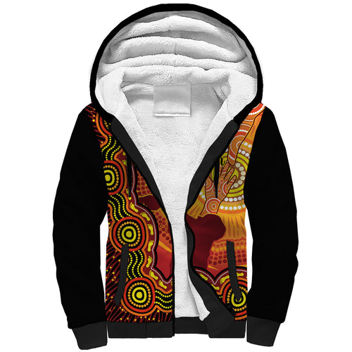 australia-father-day-sherpa-hoodie-aussie-best-dad-ever-indigenous-hand-art