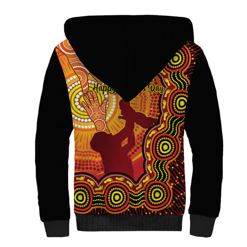 australia-father-day-sherpa-hoodie-aussie-best-dad-ever-indigenous-hand-art