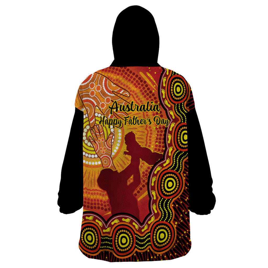 australia-father-day-wearable-blanket-hoodie-aussie-best-dad-ever-indigenous-hand-art