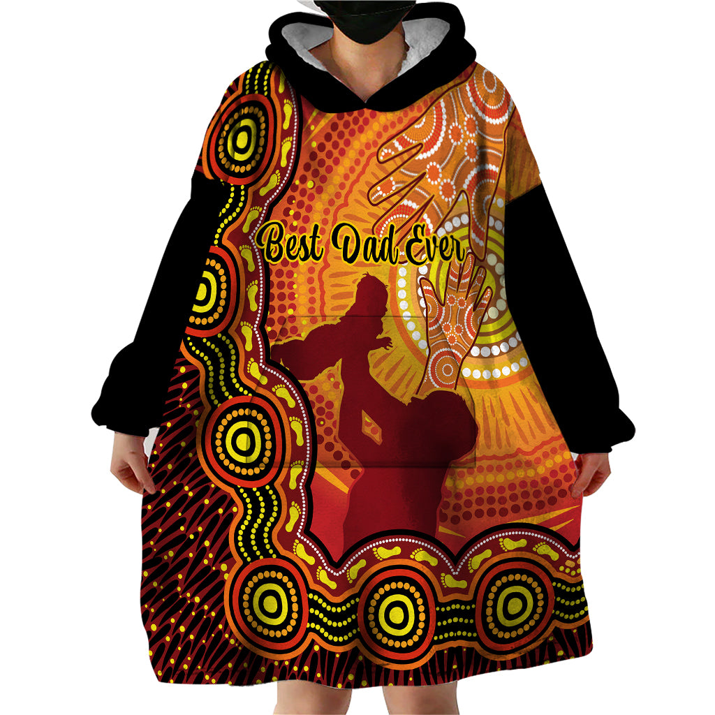 australia-father-day-wearable-blanket-hoodie-aussie-best-dad-ever-indigenous-hand-art