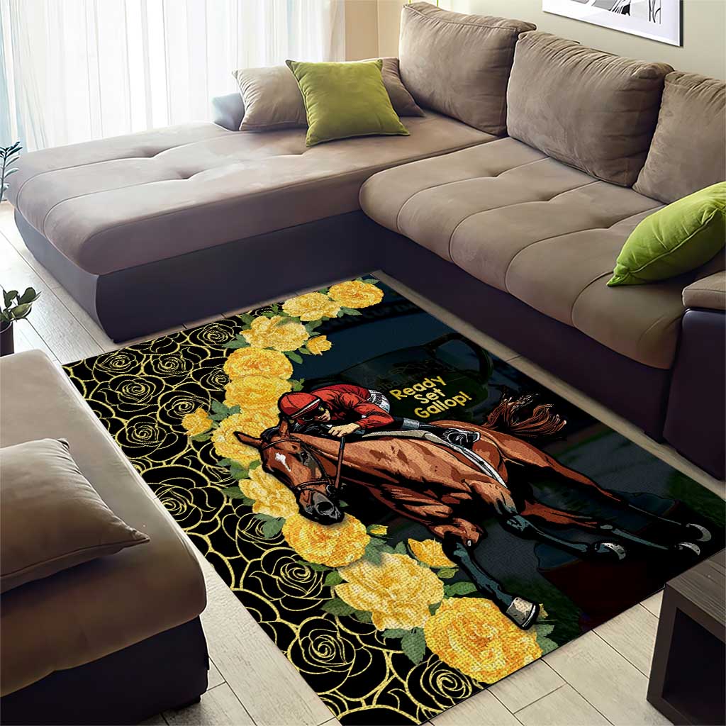 Melbourne Horse Racing Area Rug Yellow Roses - Ready Set Gallop! LT14