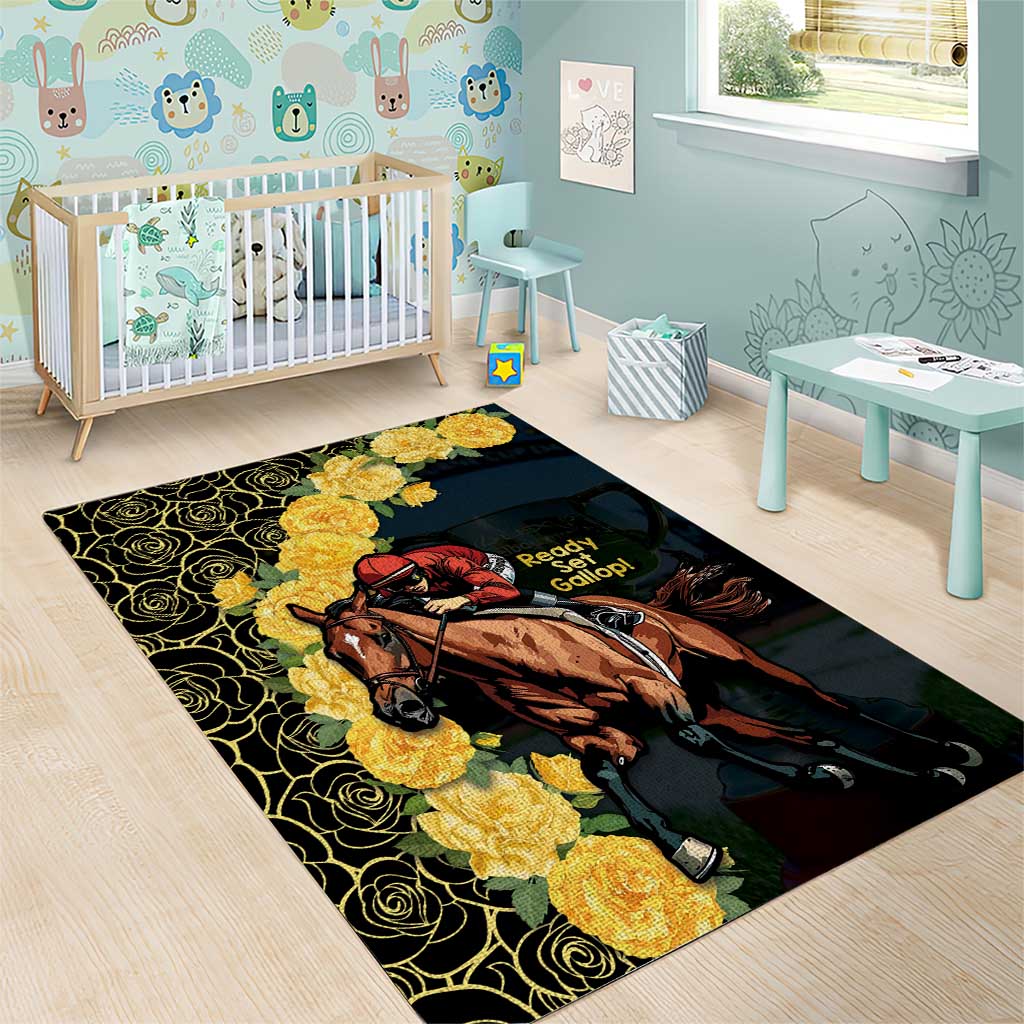 Melbourne Horse Racing Area Rug Yellow Roses - Ready Set Gallop! LT14