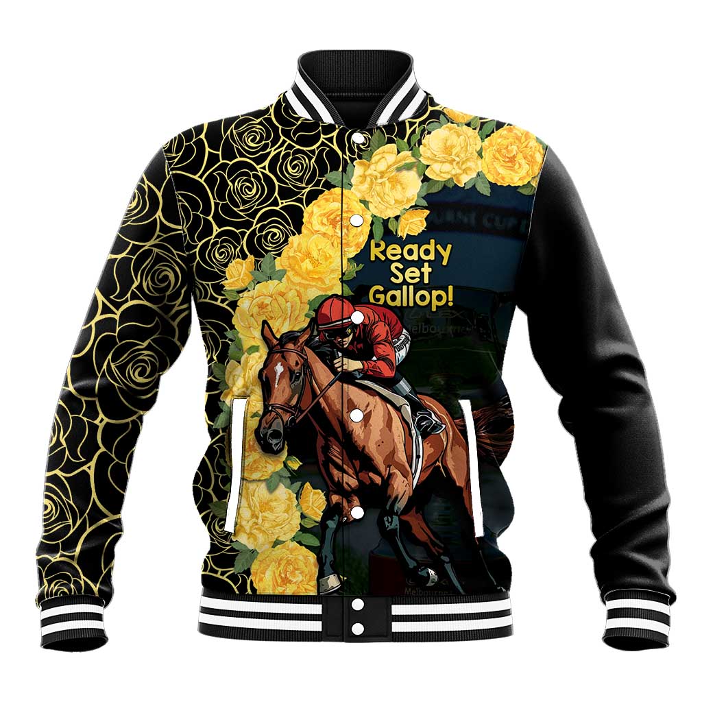 Melbourne Horse Racing Baseball Jacket Yellow Roses - Ready Set Gallop! LT14