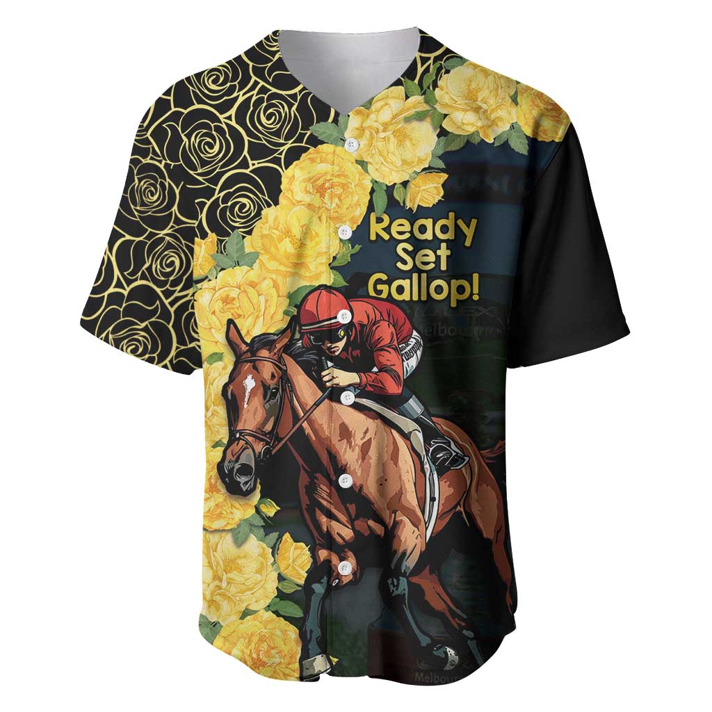 Melbourne Horse Racing Baseball Jersey Yellow Roses - Ready Set Gallop! LT14