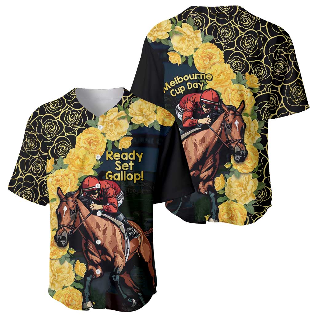 Melbourne Horse Racing Baseball Jersey Yellow Roses - Ready Set Gallop! LT14