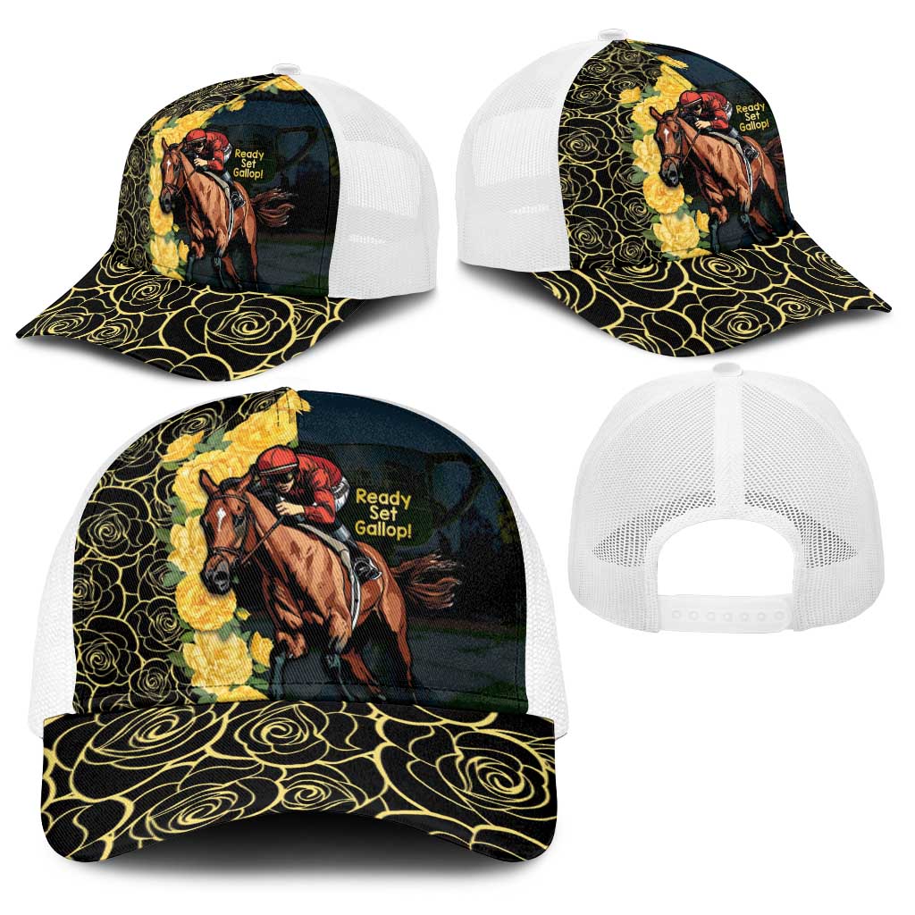 Melbourne Horse Racing Baseball Net Cap Yellow Roses - Ready Set Gallop - Aussie Hoodie
