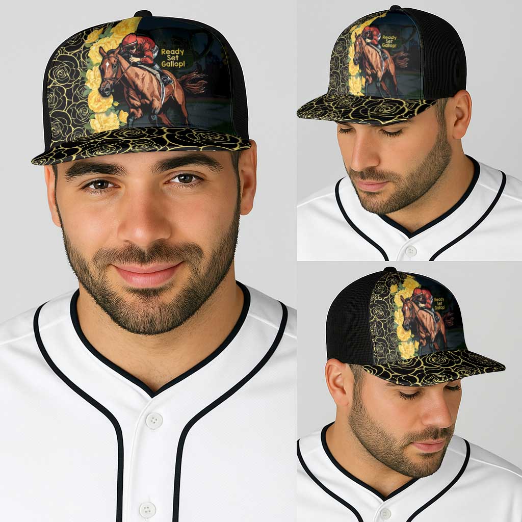 Melbourne Horse Racing Baseball Net Cap Yellow Roses - Ready Set Gallop - Aussie Hoodie