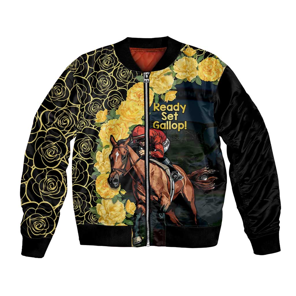 Melbourne Horse Racing Bomber Jacket Yellow Roses - Ready Set Gallop! LT14