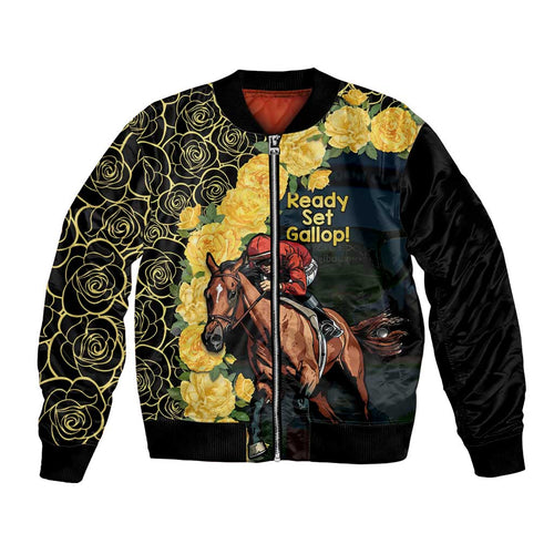Melbourne Horse Racing Bomber Jacket Yellow Roses - Ready Set Gallop! LT14