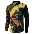 Melbourne Horse Racing Button Sweatshirt Yellow Roses - Ready Set Gallop! LT14