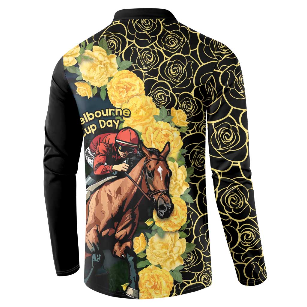 Melbourne Horse Racing Button Sweatshirt Yellow Roses - Ready Set Gallop! LT14