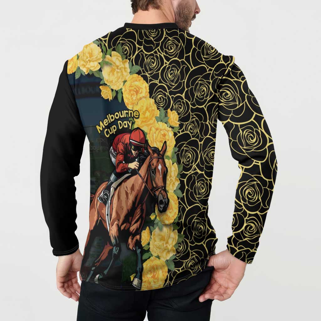 Melbourne Horse Racing Button Sweatshirt Yellow Roses - Ready Set Gallop! LT14