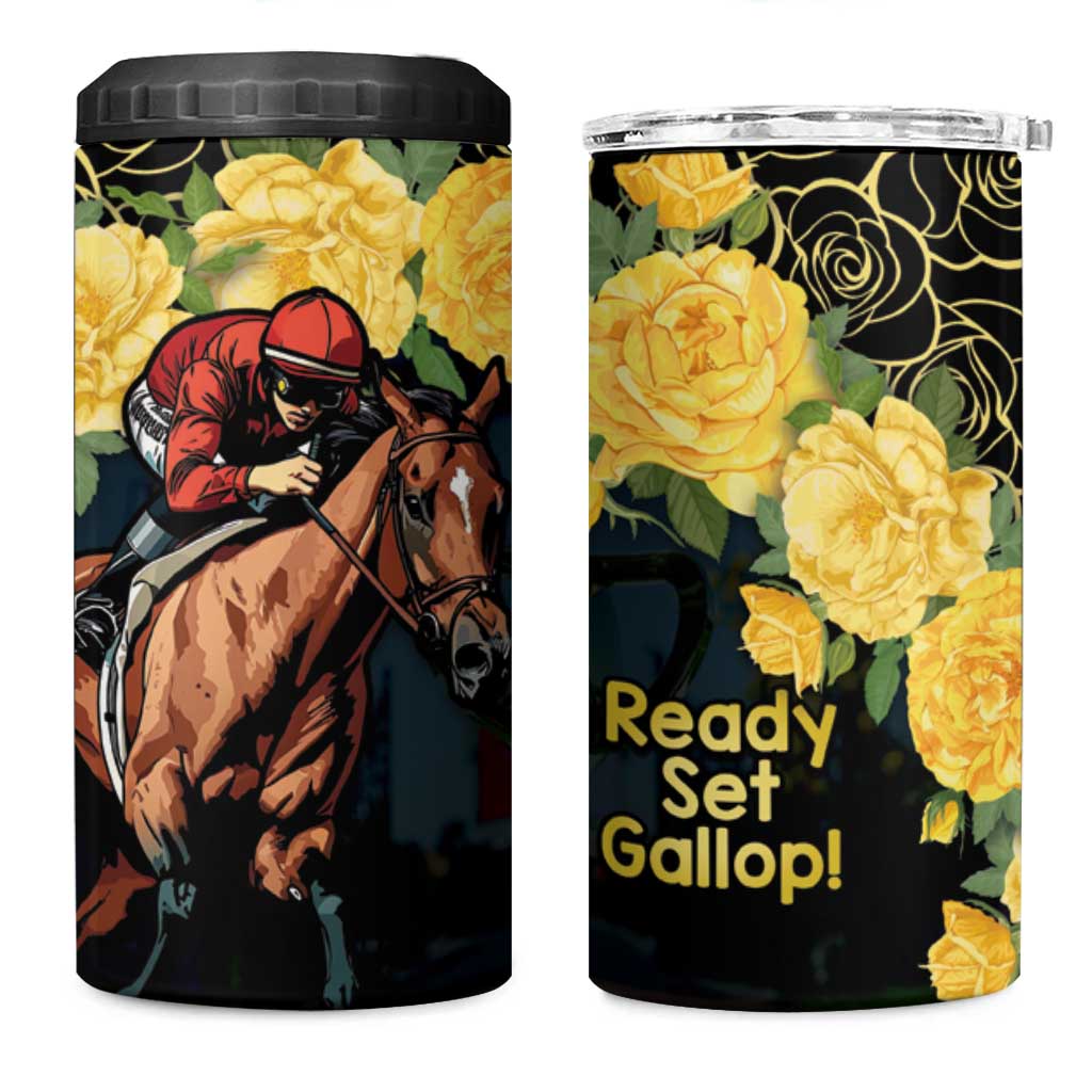 Melbourne Horse Racing 4 in 1 Can Cooler Tumbler Yellow Roses - Ready Set Gallop! LT14