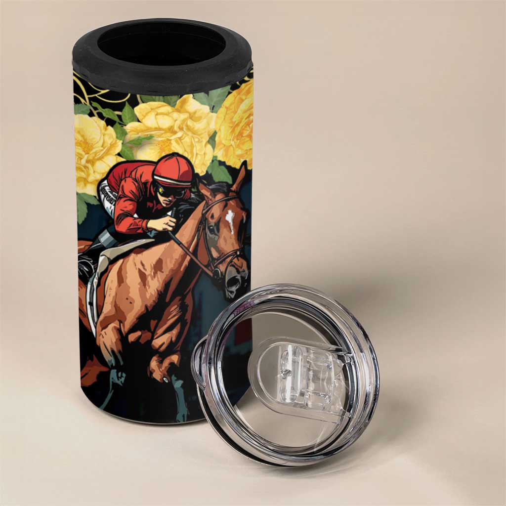 Melbourne Horse Racing 4 in 1 Can Cooler Tumbler Yellow Roses - Ready Set Gallop! LT14