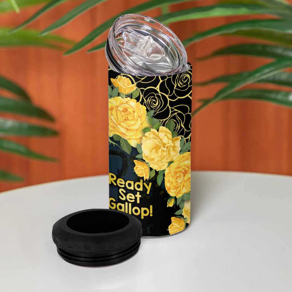 Melbourne Horse Racing 4 in 1 Can Cooler Tumbler Yellow Roses - Ready Set Gallop! LT14