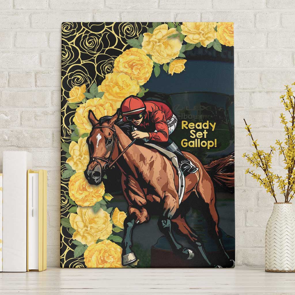 Melbourne Horse Racing Canvas Wall Art Yellow Roses - Ready Set Gallop!