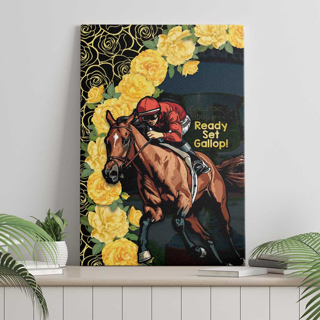 Melbourne Horse Racing Canvas Wall Art Yellow Roses - Ready Set Gallop!