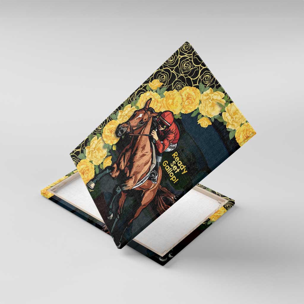 Melbourne Horse Racing Canvas Wall Art Yellow Roses - Ready Set Gallop!