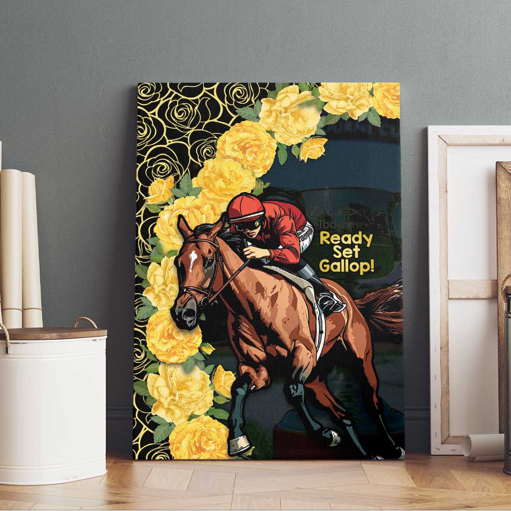 Melbourne Horse Racing Canvas Wall Art Yellow Roses - Ready Set Gallop!