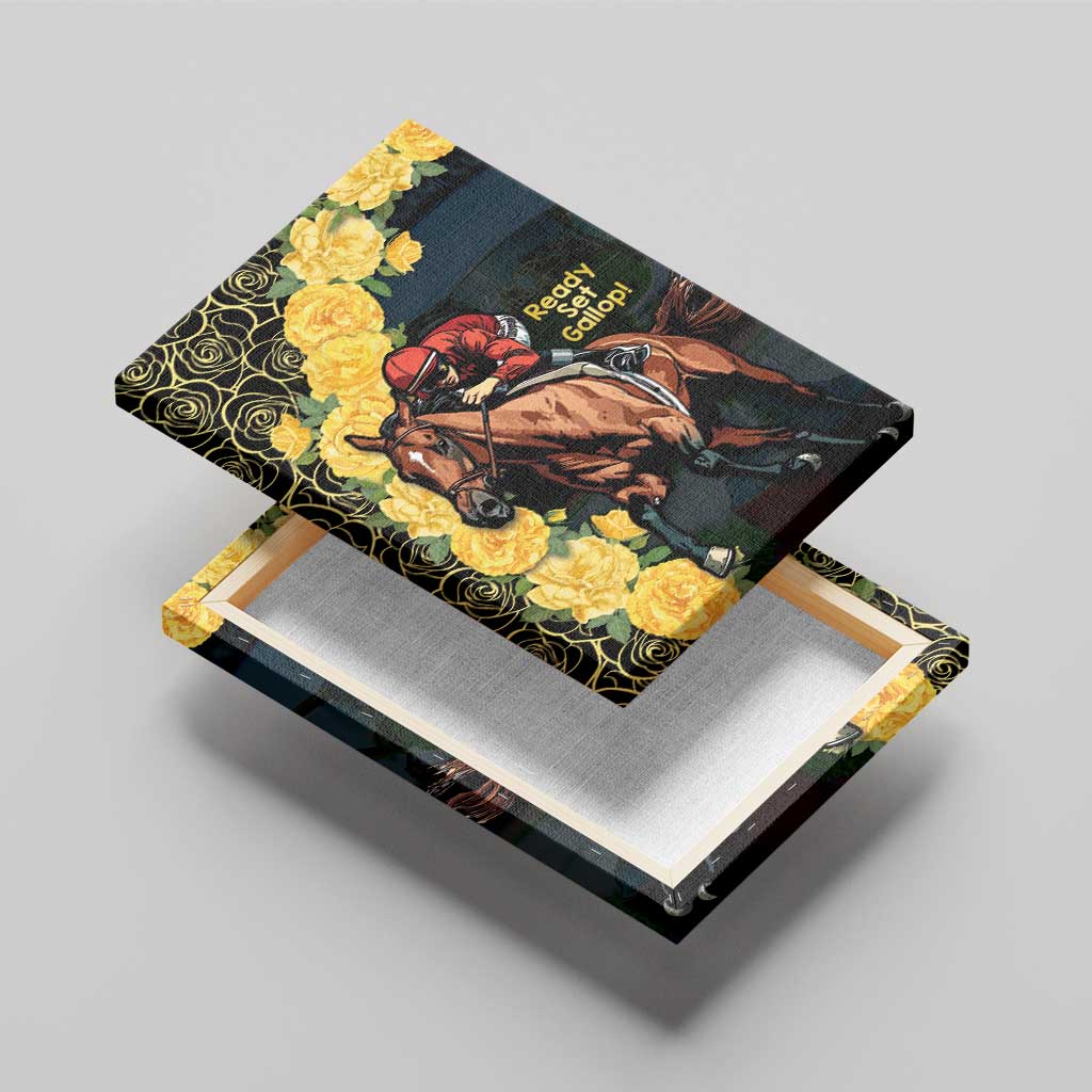 Melbourne Horse Racing Canvas Wall Art Yellow Roses - Ready Set Gallop!