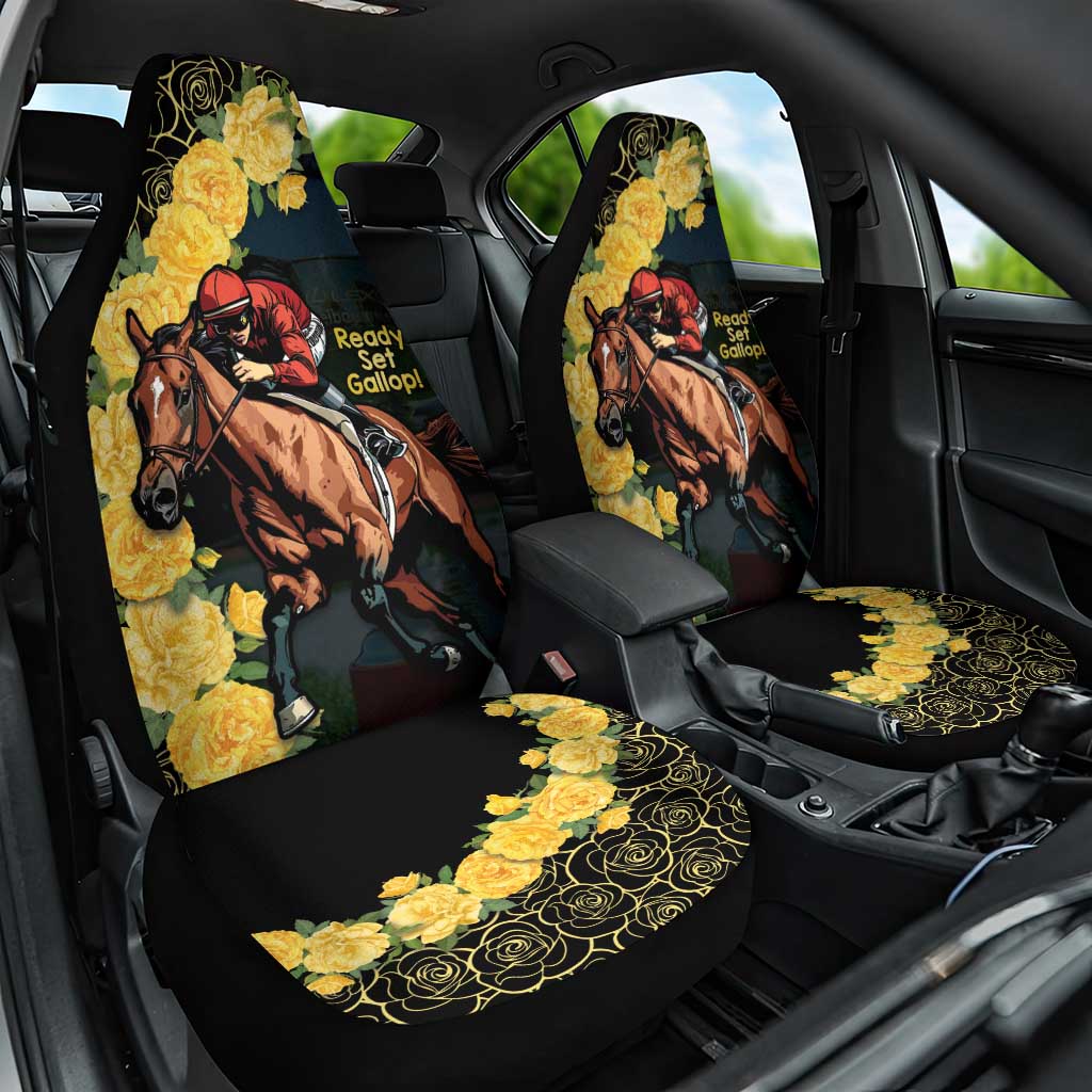 Melbourne Horse Racing Car Seat Cover Yellow Roses - Ready Set Gallop! LT14