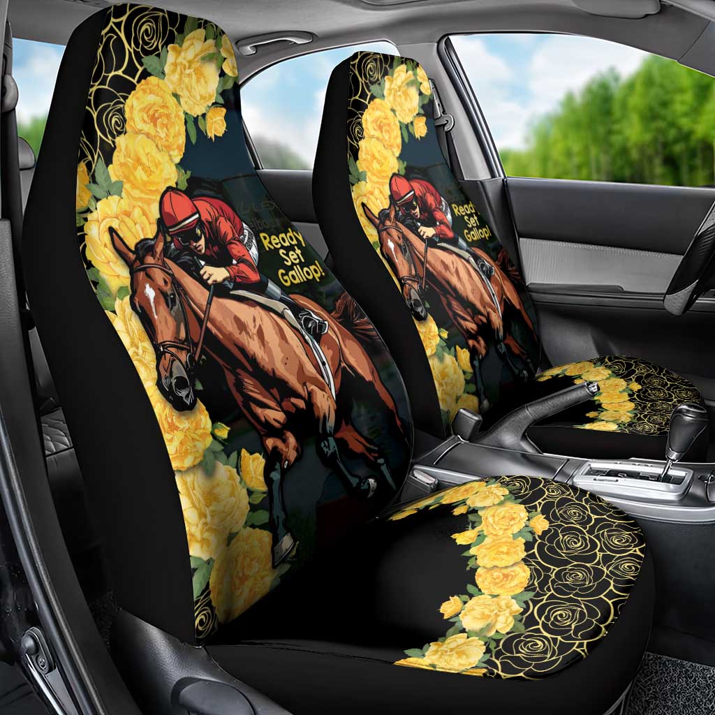 Melbourne Horse Racing Car Seat Cover Yellow Roses - Ready Set Gallop! LT14