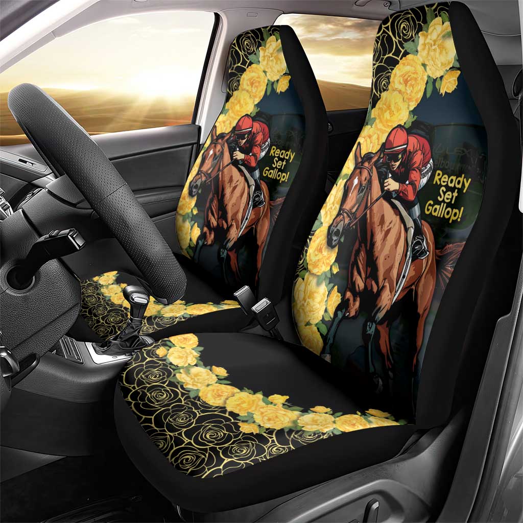 Melbourne Horse Racing Car Seat Cover Yellow Roses - Ready Set Gallop! LT14