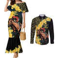 Melbourne Horse Racing Couples Matching Mermaid Dress and Long Sleeve Button Shirt Yellow Roses - Ready Set Gallop! LT14
