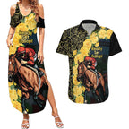 Melbourne Horse Racing Couples Matching Summer Maxi Dress and Hawaiian Shirt Yellow Roses - Ready Set Gallop! LT14