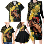 Melbourne Horse Racing Family Matching Long Sleeve Bodycon Dress and Hawaiian Shirt Yellow Roses - Ready Set Gallop! LT14