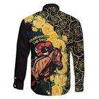 Melbourne Horse Racing Family Matching Long Sleeve Bodycon Dress and Hawaiian Shirt Yellow Roses - Ready Set Gallop! LT14