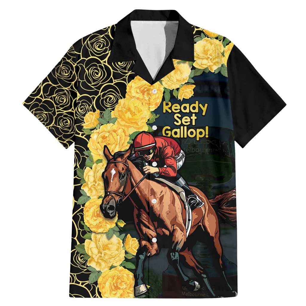 Melbourne Horse Racing Family Matching Mermaid Dress and Hawaiian Shirt Yellow Roses - Ready Set Gallop! LT14