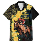Melbourne Horse Racing Family Matching Mermaid Dress and Hawaiian Shirt Yellow Roses - Ready Set Gallop! LT14
