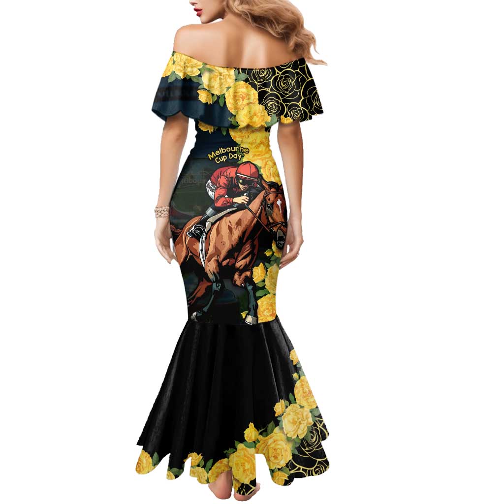Melbourne Horse Racing Family Matching Mermaid Dress and Hawaiian Shirt Yellow Roses - Ready Set Gallop! LT14