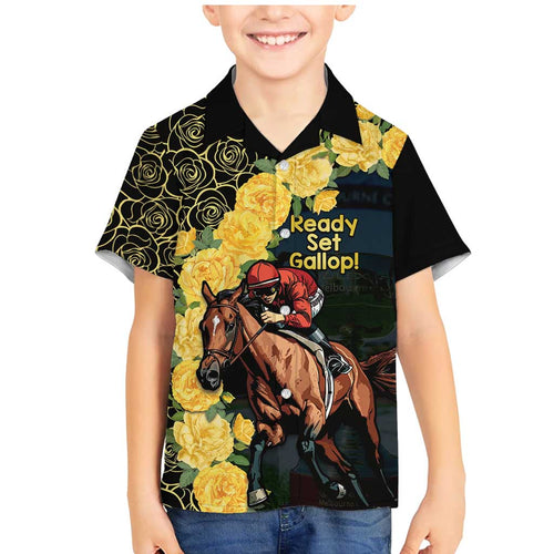 Melbourne Horse Racing Family Matching Mermaid Dress and Hawaiian Shirt Yellow Roses - Ready Set Gallop! LT14