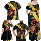 Melbourne Horse Racing Family Matching Off Shoulder Maxi Dress and Hawaiian Shirt Yellow Roses - Ready Set Gallop! LT14
