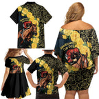 Melbourne Horse Racing Family Matching Off Shoulder Short Dress and Hawaiian Shirt Yellow Roses - Ready Set Gallop! LT14
