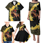 Melbourne Horse Racing Family Matching Puletasi and Hawaiian Shirt Yellow Roses - Ready Set Gallop! LT14