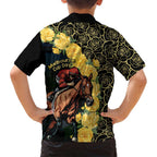 Melbourne Horse Racing Family Matching Puletasi and Hawaiian Shirt Yellow Roses - Ready Set Gallop! LT14