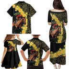 Melbourne Horse Racing Family Matching Puletasi and Hawaiian Shirt Yellow Roses - Ready Set Gallop! LT14