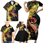 Melbourne Horse Racing Family Matching Short Sleeve Bodycon Dress and Hawaiian Shirt Yellow Roses - Ready Set Gallop! LT14