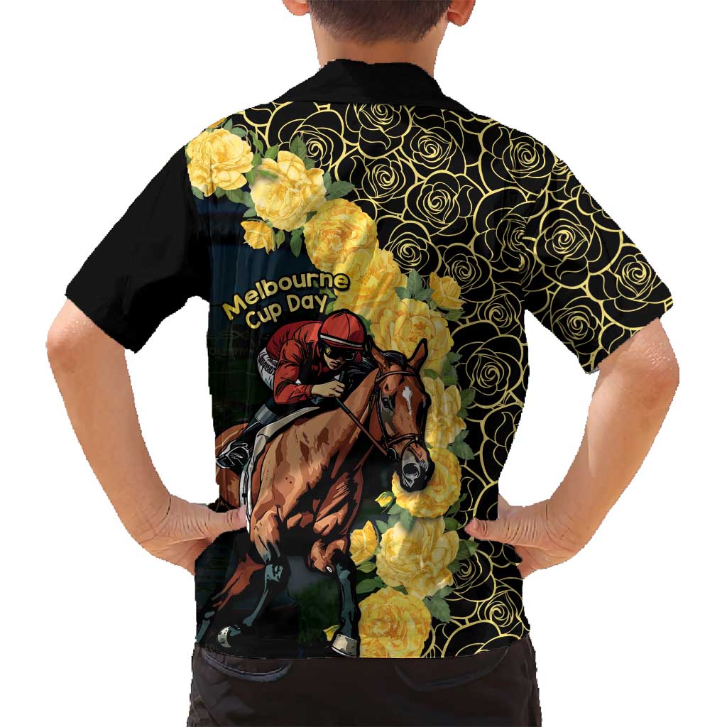 Melbourne Horse Racing Family Matching Summer Maxi Dress and Hawaiian Shirt Yellow Roses - Ready Set Gallop! LT14