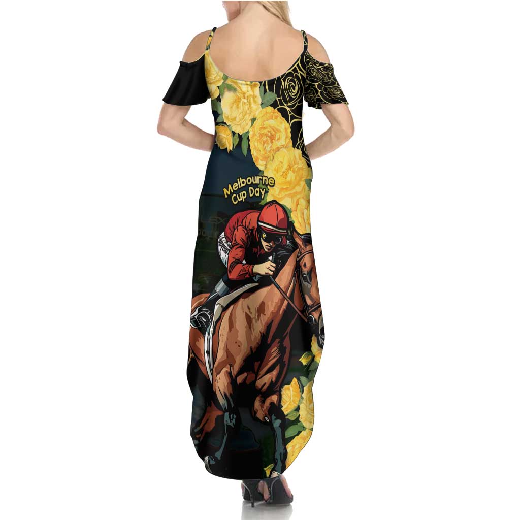 Melbourne Horse Racing Family Matching Summer Maxi Dress and Hawaiian Shirt Yellow Roses - Ready Set Gallop! LT14