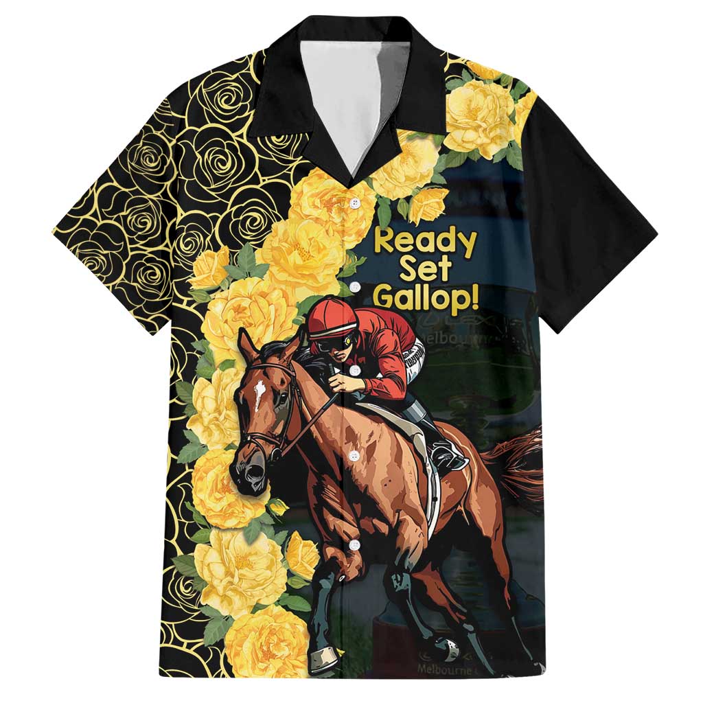 Melbourne Horse Racing Hawaiian Shirt Yellow Roses - Ready Set Gallop! LT14