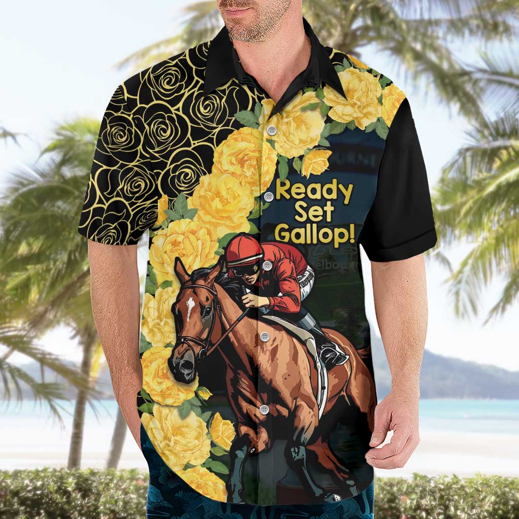 Melbourne Horse Racing Hawaiian Shirt Yellow Roses - Ready Set Gallop! LT14