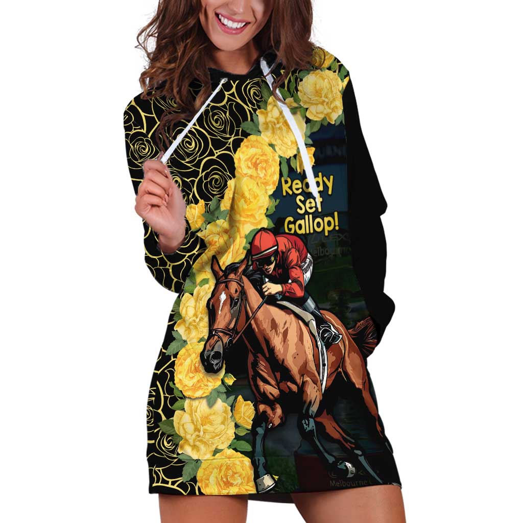 Melbourne Horse Racing Hoodie Dress Yellow Roses - Ready Set Gallop! LT14