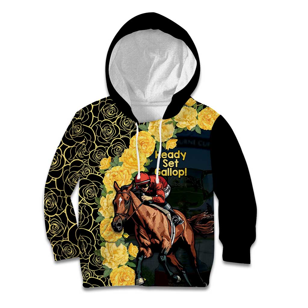 Melbourne Horse Racing Kid Hoodie Yellow Roses - Ready Set Gallop! LT14